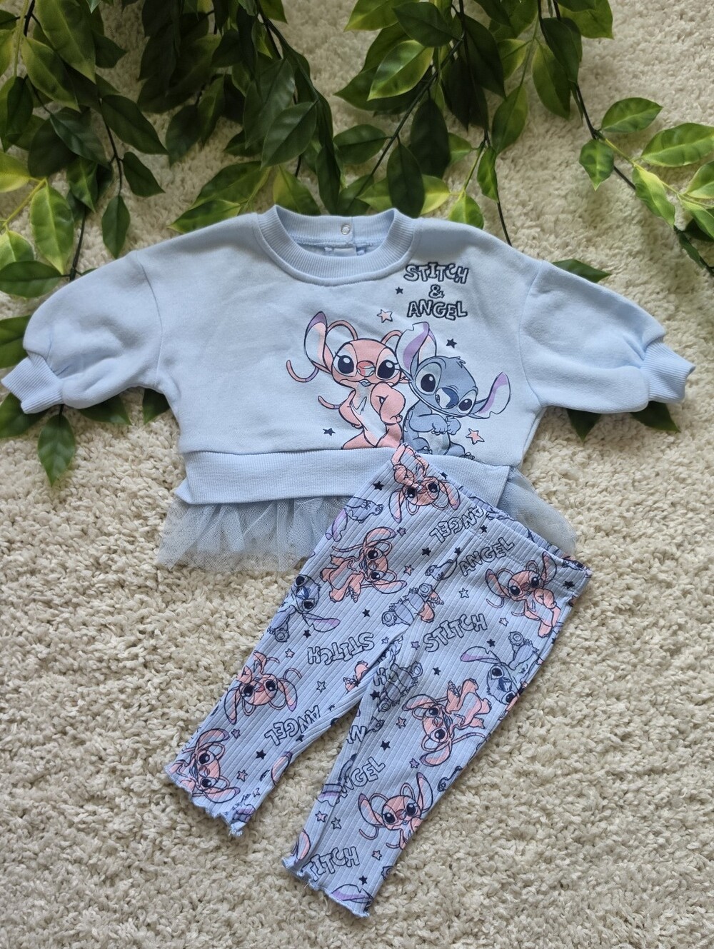 Baby Girl Stitch & Angel Outfit (0-3 Months)